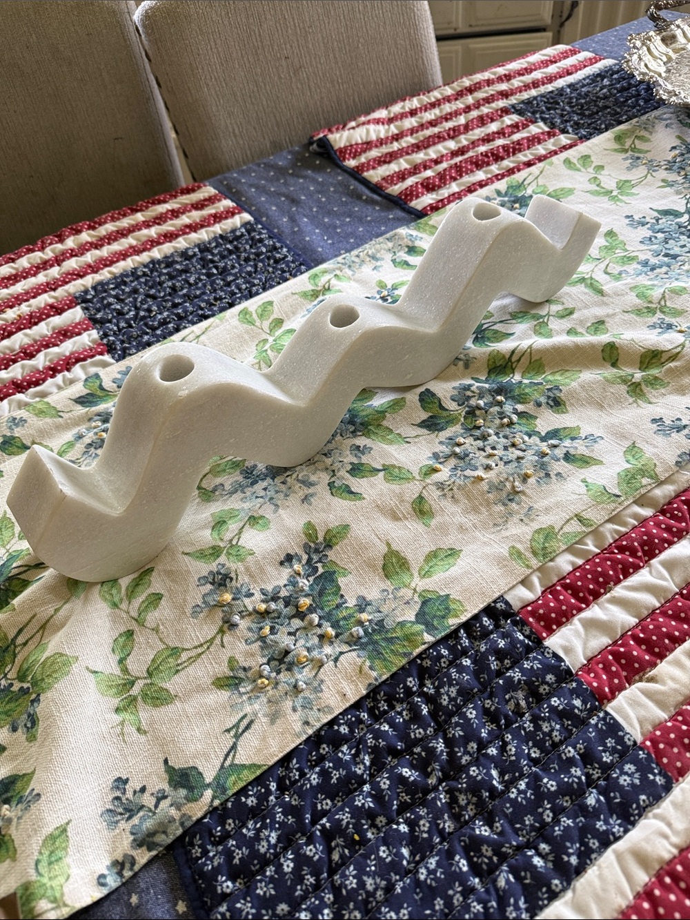 White marble  ceramic  wavy Candle Holder -  Wall Decor